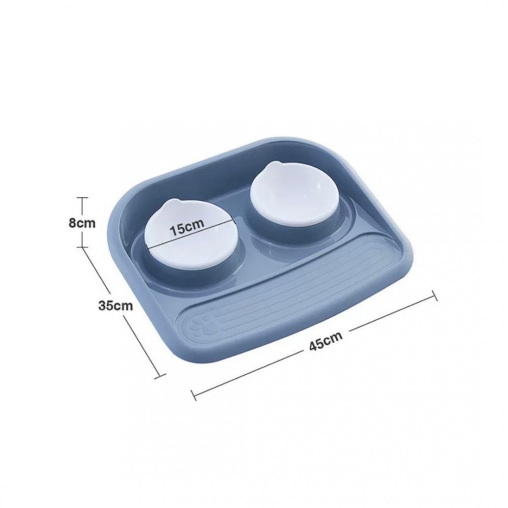 PTC TWIN PET BOWL WITH MAT IN GREY 45x35x8CM image 3