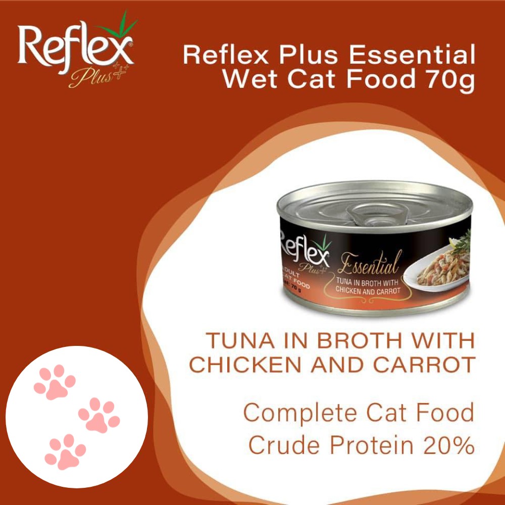REFLEX PLUS ESSENTIAL TUNA IN BROTH WITH CHICKEN AND CARROT 70G WET CAT FOOD image 2