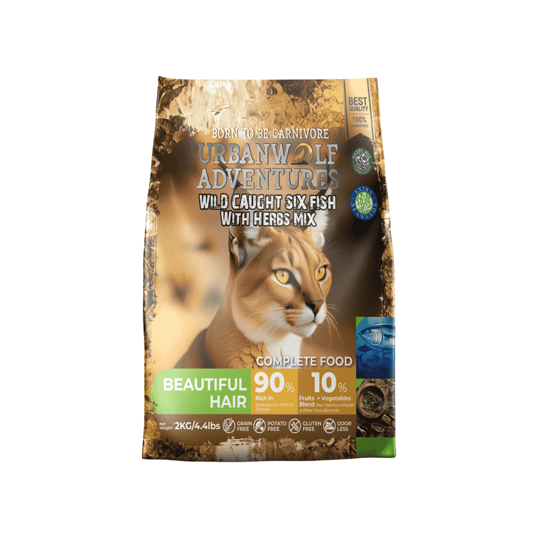 URBANWOLF ADVENTURES BEAUTIFUL HAIR WILD CAUGHT SIX FISH WITH HERBS MIX DRY CAT FOOD image 2