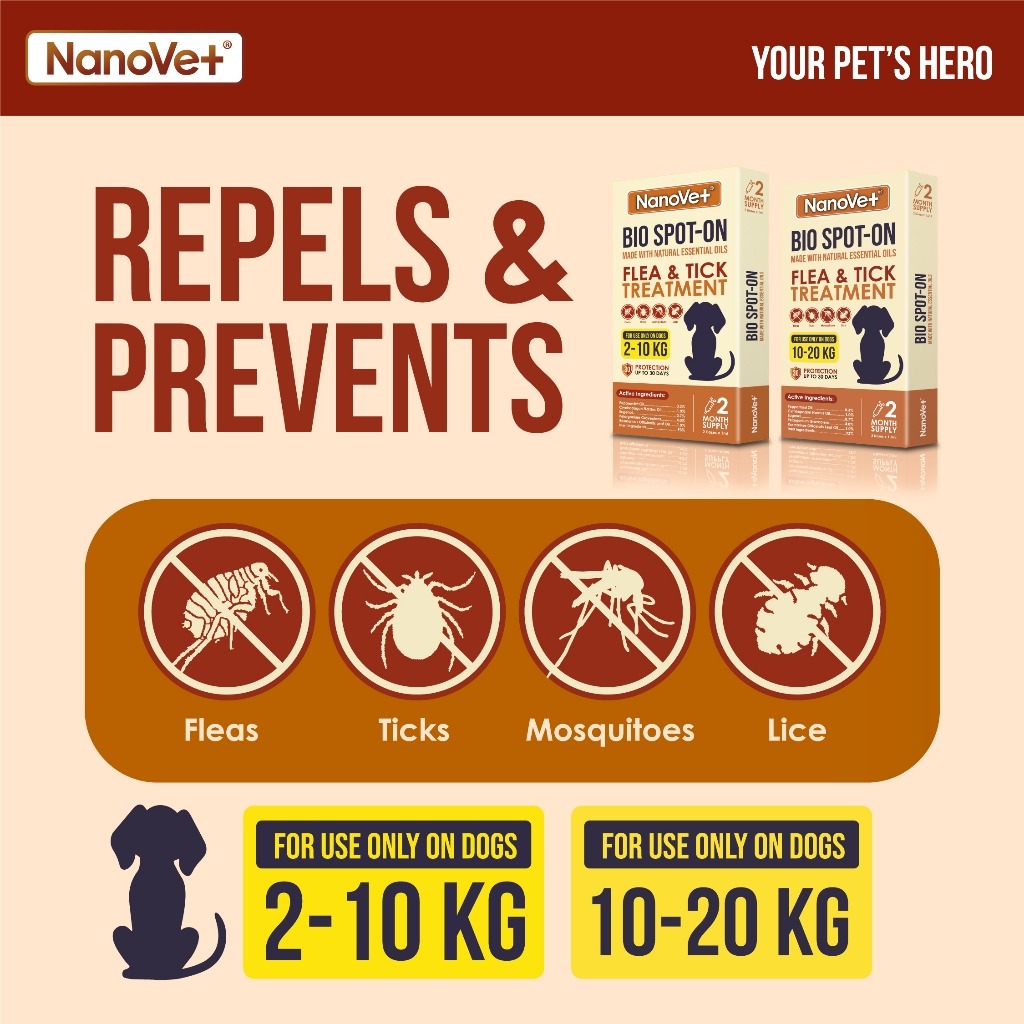 NANOVET SPOT-ON FLEA & TICK TREATMENT FOR DOG (10-20KG) image 3