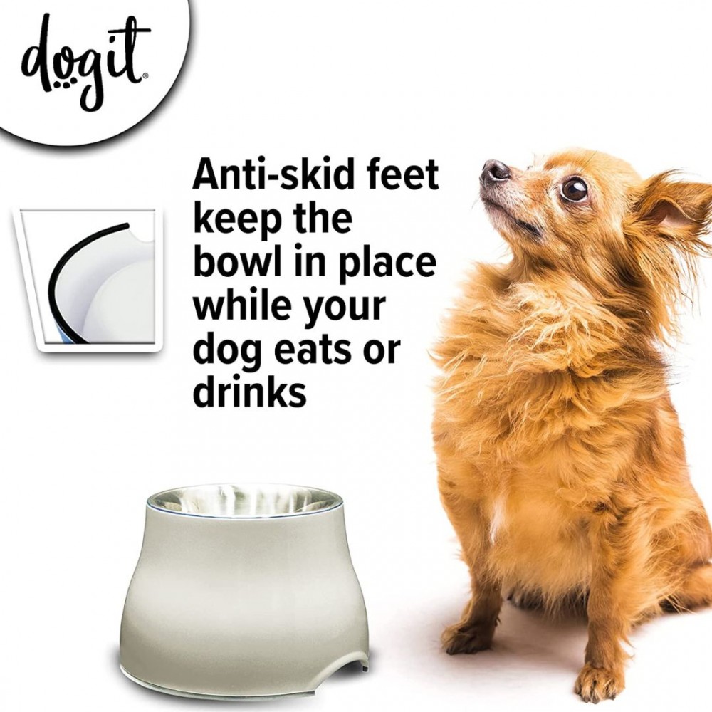 DOGIT ELEVATED DISH WITH STAINLESS STEAL INSERT SMALL 300ML WHITE image 2