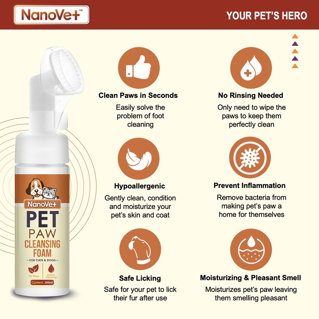 NANOVET PAW CLEANSER FOAM 200ML image 3