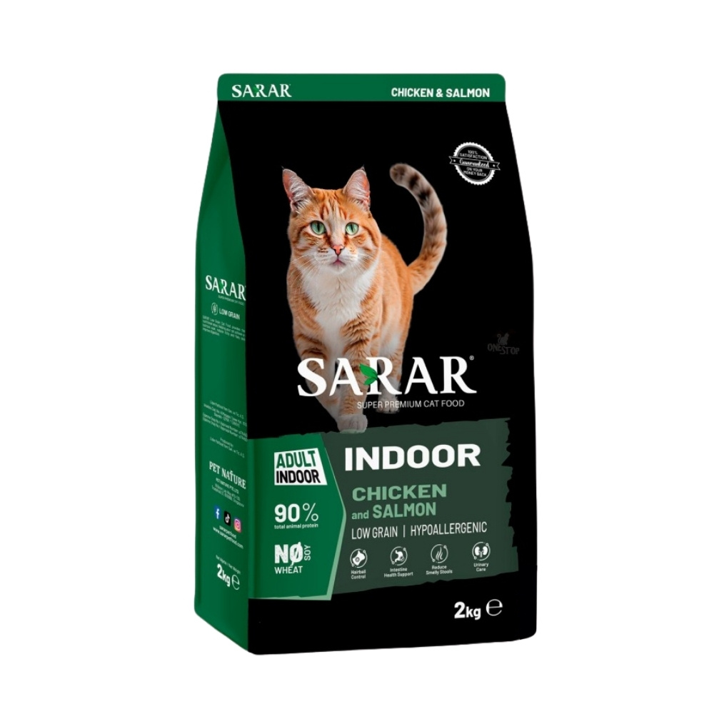 SARAR CAT 2KG ADULT INDOOR CHICKEN AND SALMON DRY CAT FOOD image 2