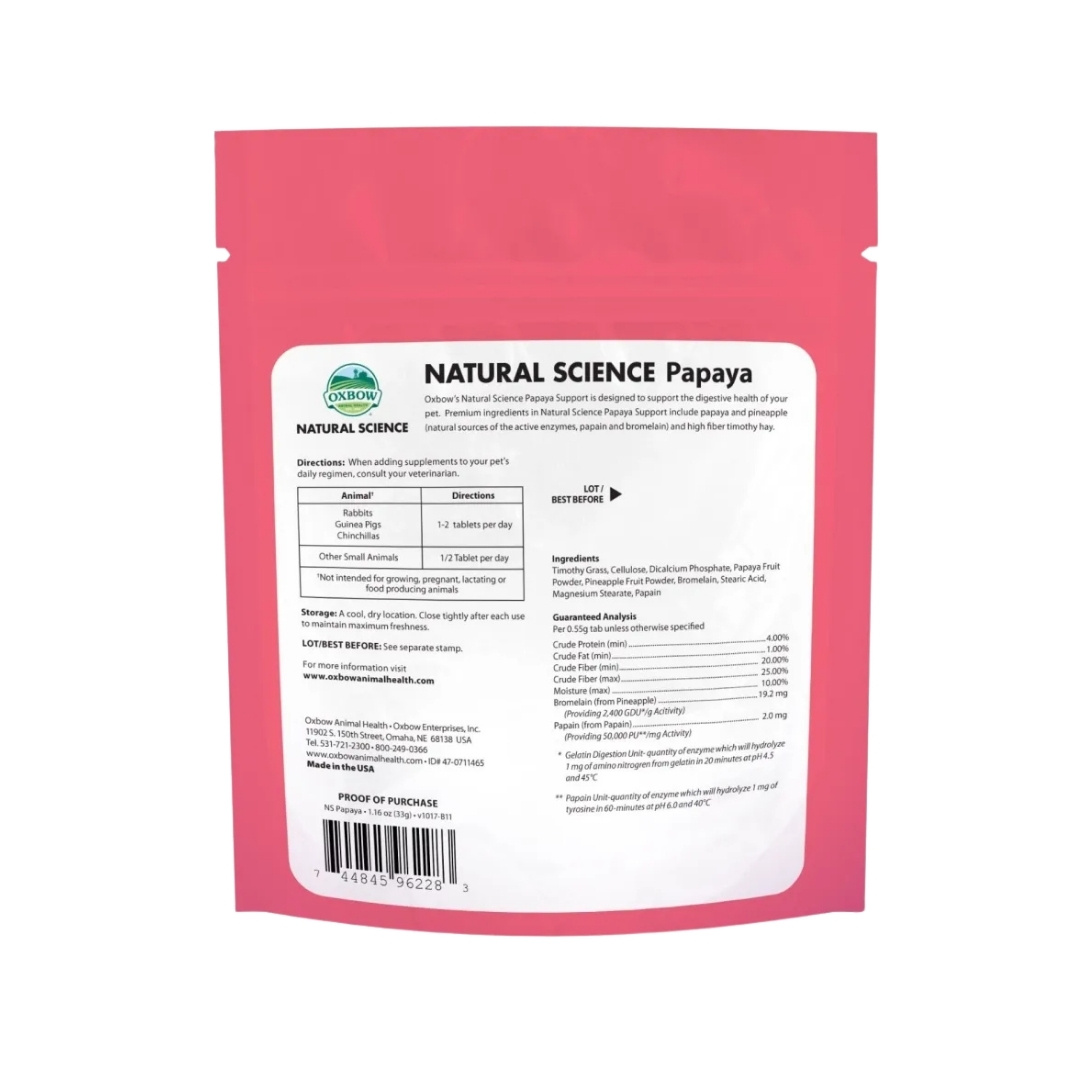 OXBOW NATURAL SCIENCE PAPAYA SUPPORT SUPPLEMENTS 33G 1.16OZ image 2
