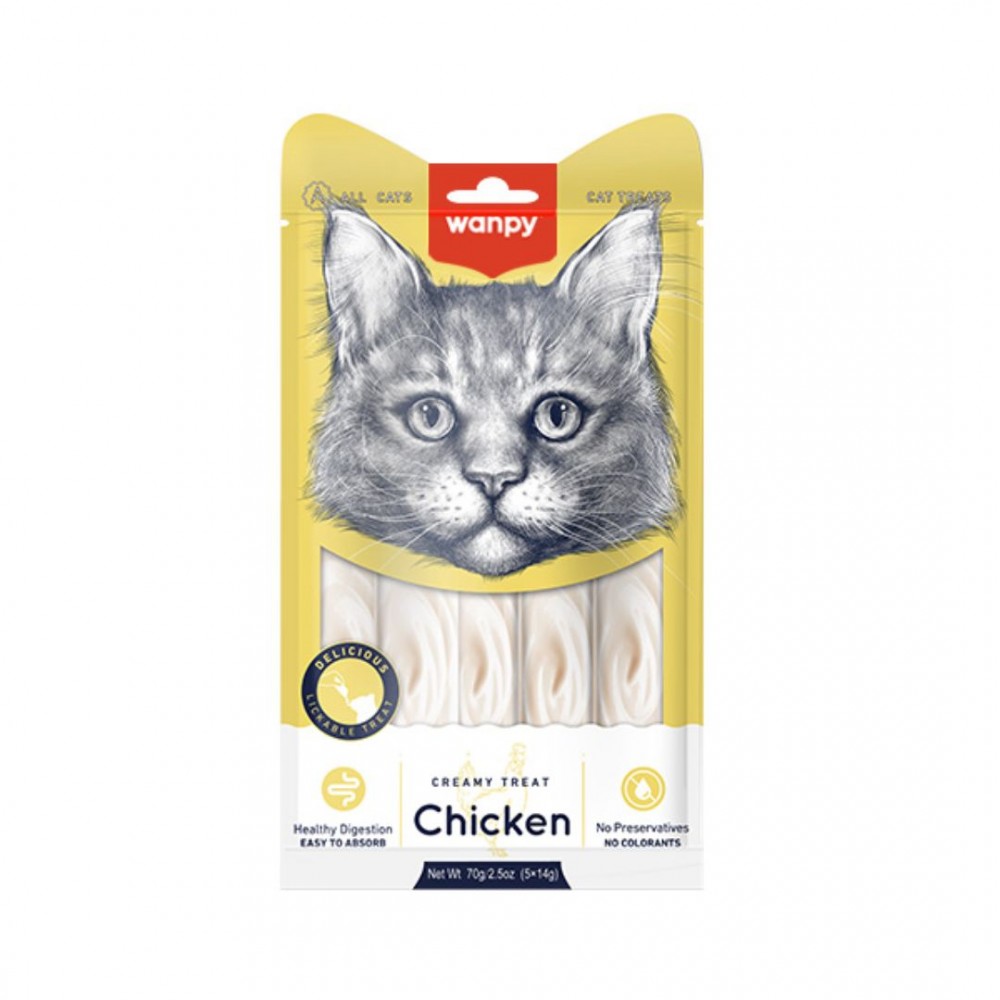 WANPY CAT 14GX5 CREAMY LICKABLE TREAT CHICKEN CAT SNACK image 2