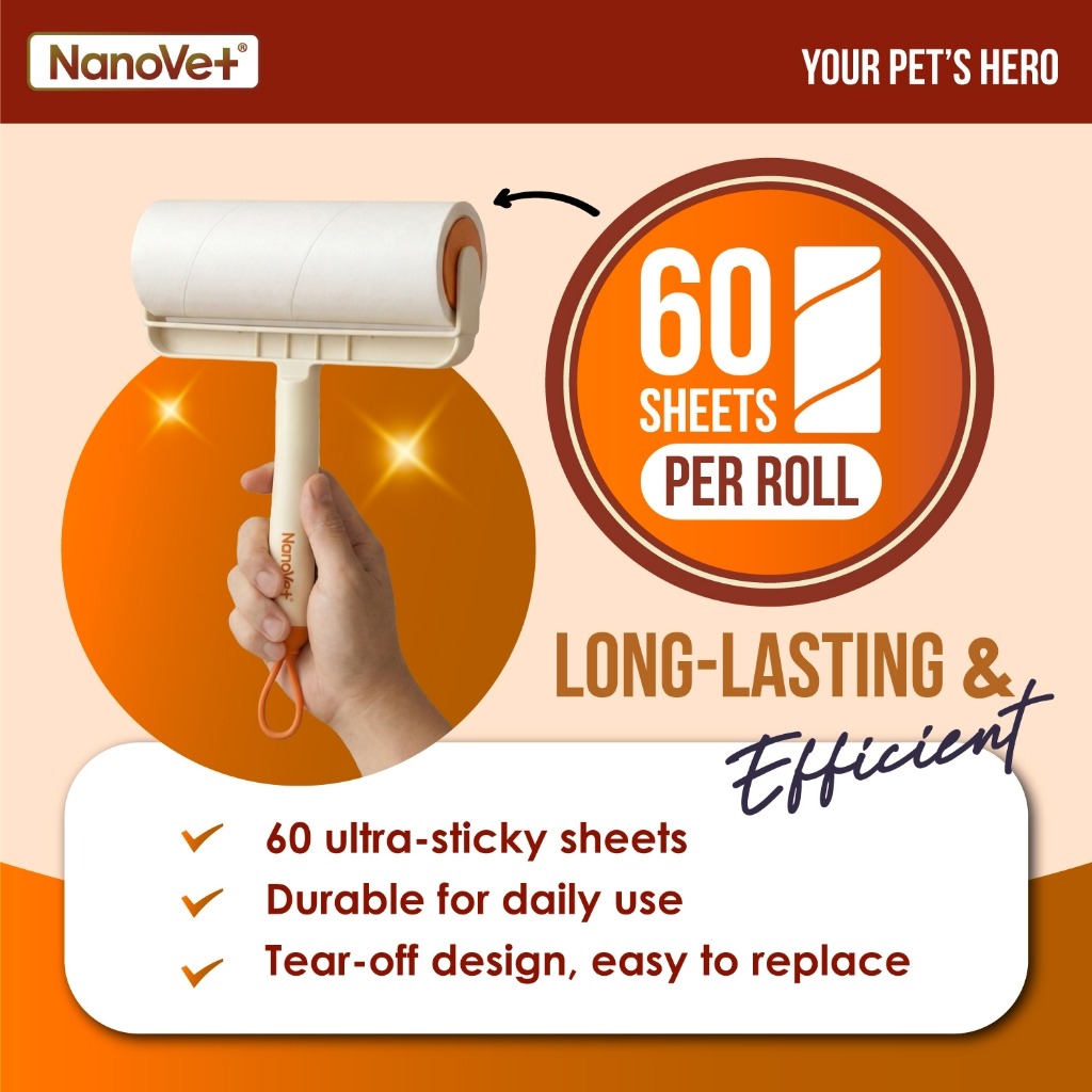 NANOVET EXTRA STICKY LINT ROLLER 2 ROLL REFILL PACK image 3