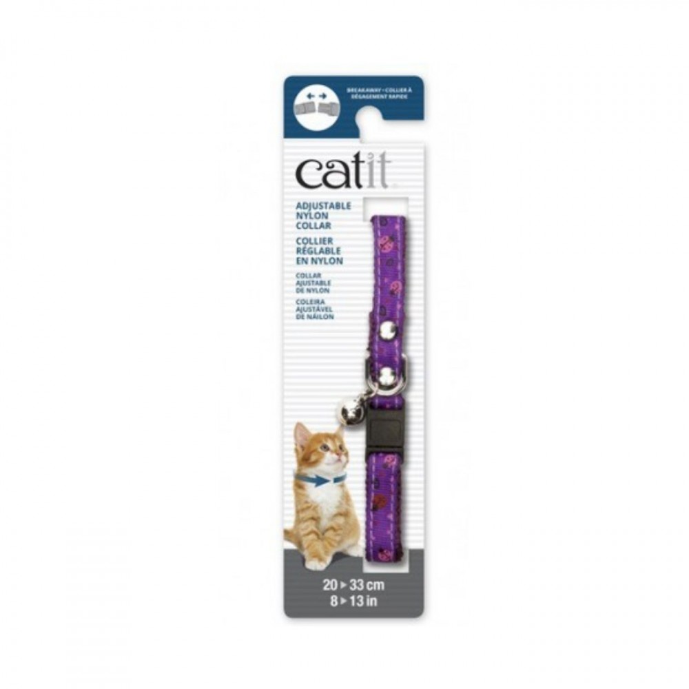 CATIT ADJUSTABLE NYLON COLLAR WITH RIVETS PURPLE LADYBUGS 20-30CM (8-13IN) image 2