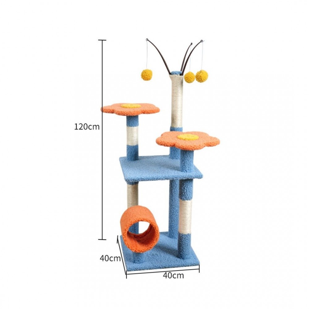 PTC CAT CLIMBING FRAME WITH SCRATCHING POST C5 TANGERINE WITH BLUE 40x40x120CM image 2