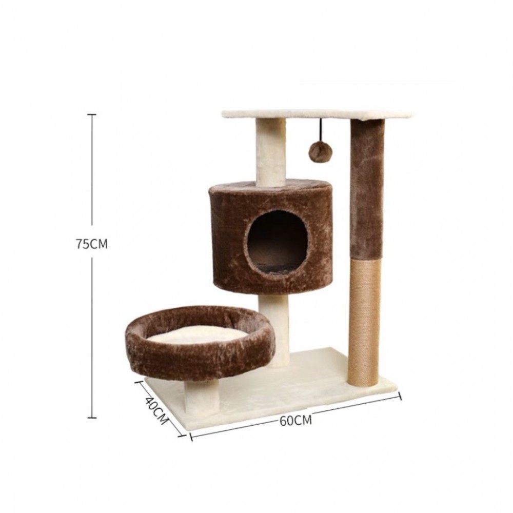 PTC CAT CLIMBING FRAME WITH SCRATCHING POST 043 BEIGE WITH BROWN 40x60x75CM image 2