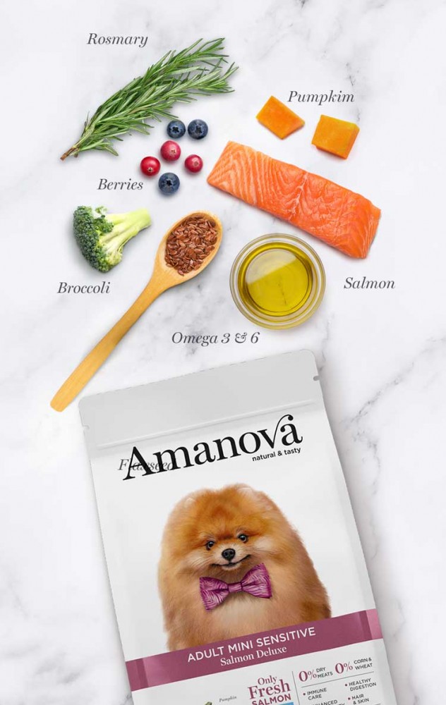 AMANOVA DOG 7KG ADULT SENSITIVE MINI SALMON & PUMPKIN DRY DOG FOOD image 2