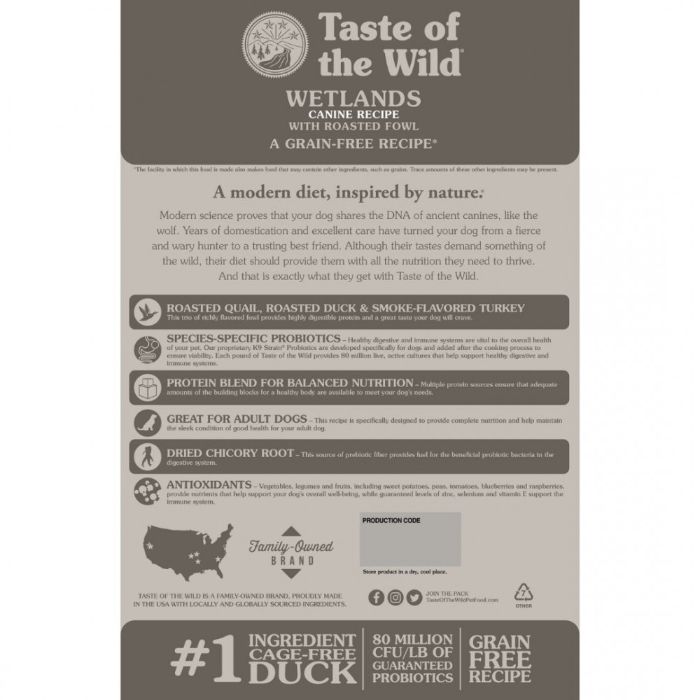 TASTE OF THE WILD DOG 12.2KG WETLANDS ROASTED FOWL DRY DOG FOOD image 3
