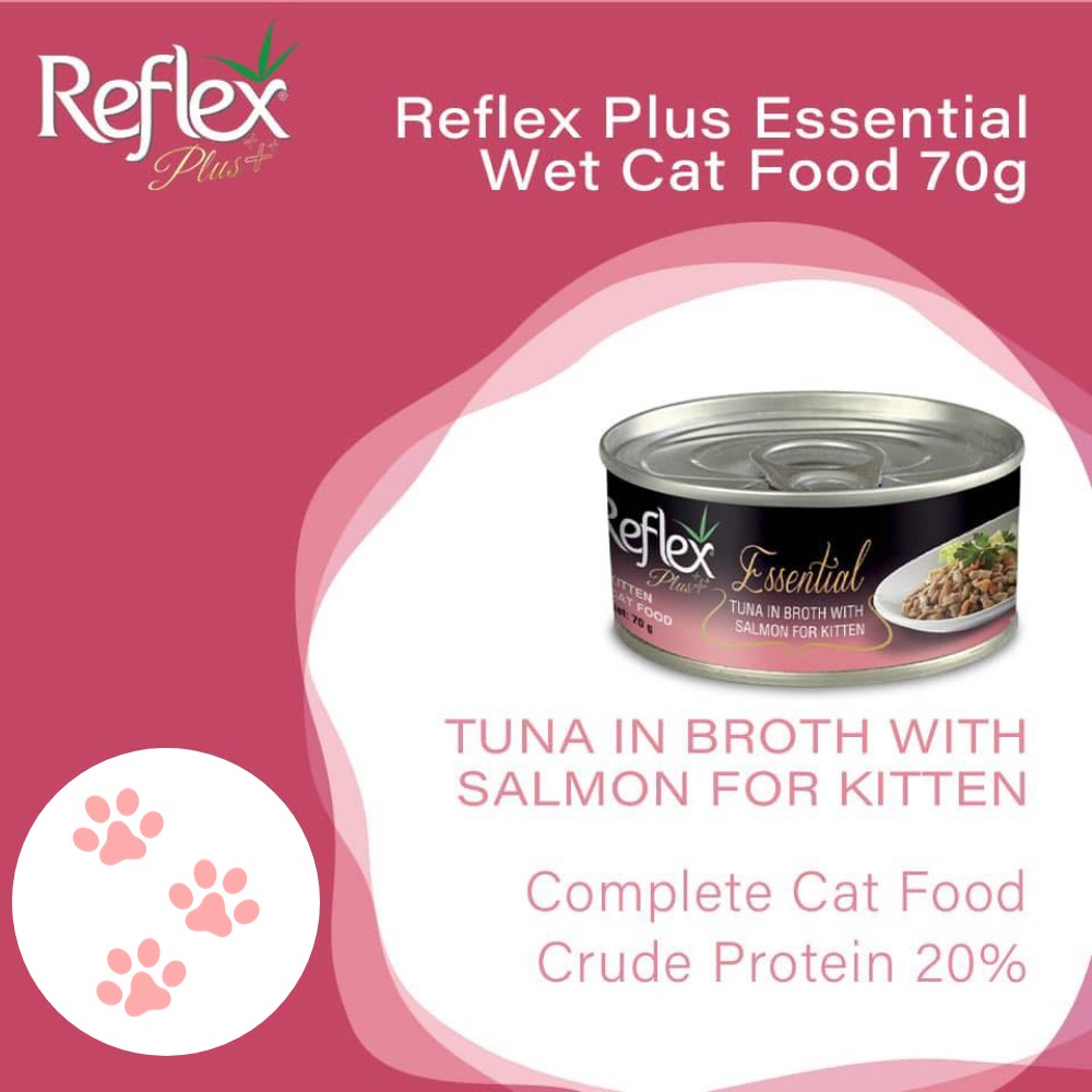 REFLEX PLUS ESSENTIAL TUNA IN BROTH WITH SALMON FOR KITTEN 70G WET CAT FOOD image 3