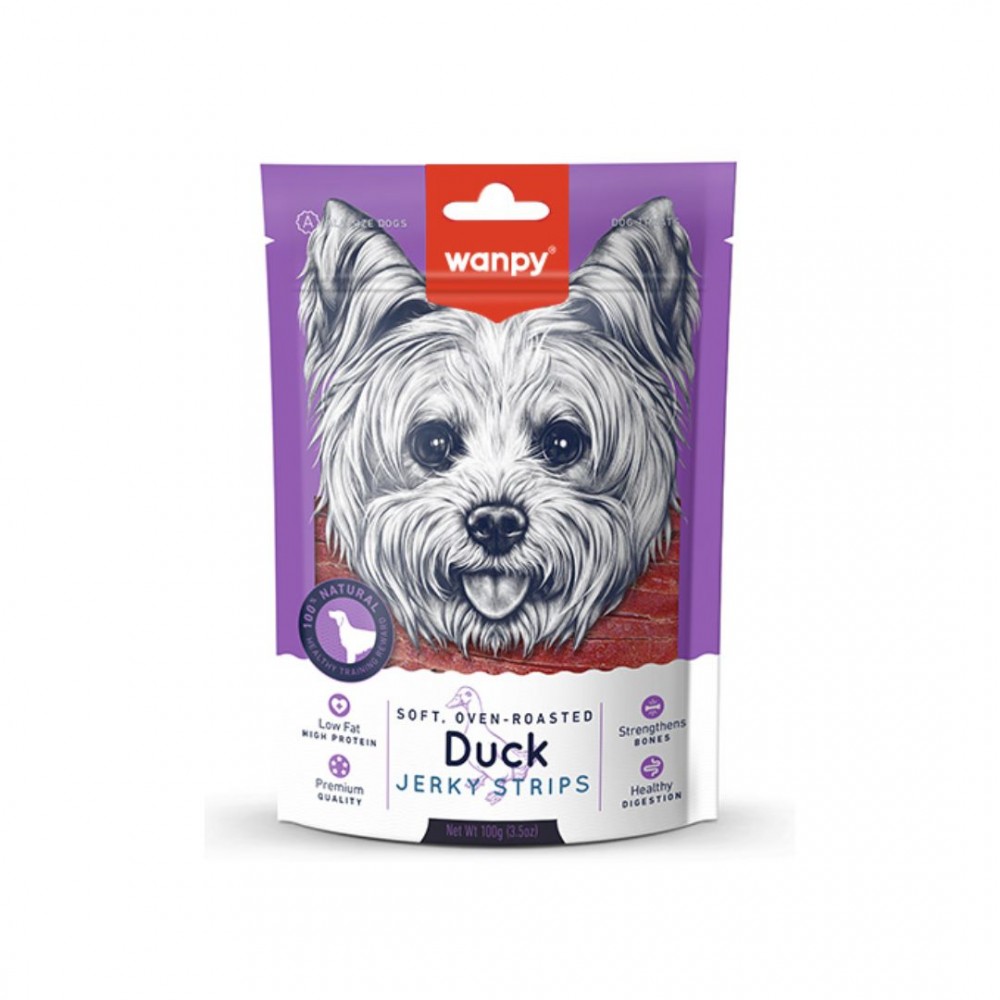 WANPY SOFT DUCK JERKY STRIPS 100G DOG SNACK image 2