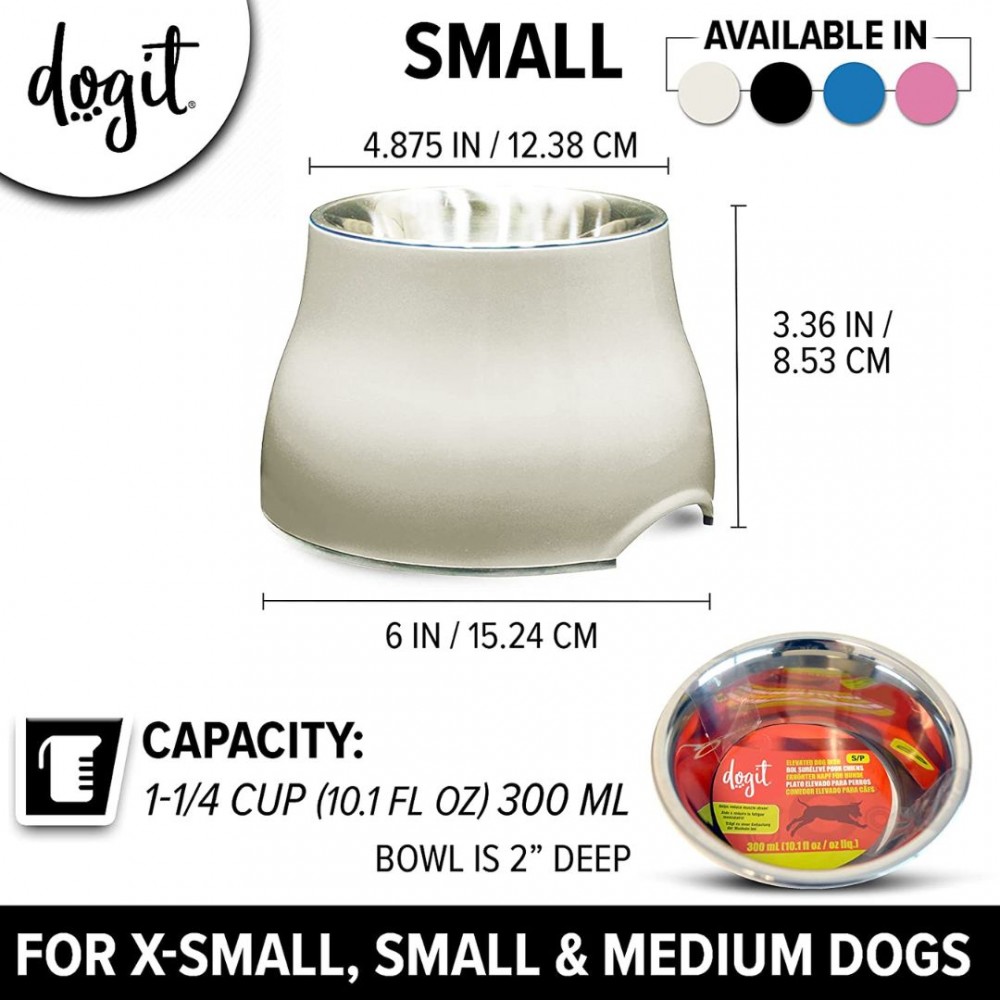 DOGIT ELEVATED DISH WITH STAINLESS STEAL INSERT SMALL 300ML WHITE image 4