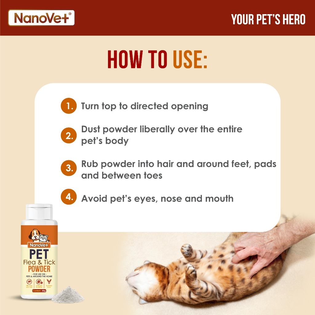 NANOVET FLEA & TICK POWDER 80G image 2