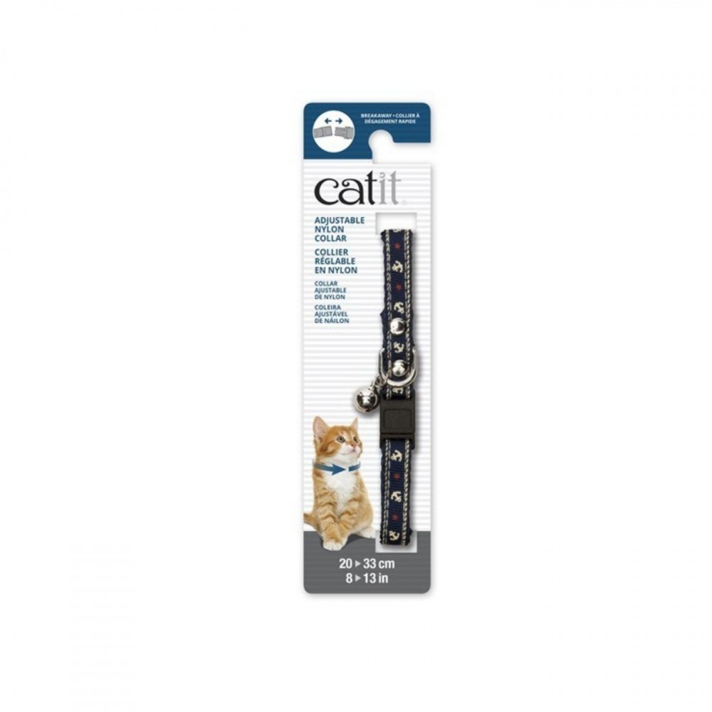 CATIT ADJUSTABLE NYLON COLLAR WITH RIVETS BLUE NAUTICAL 20-30CM (8-13IN) image 2