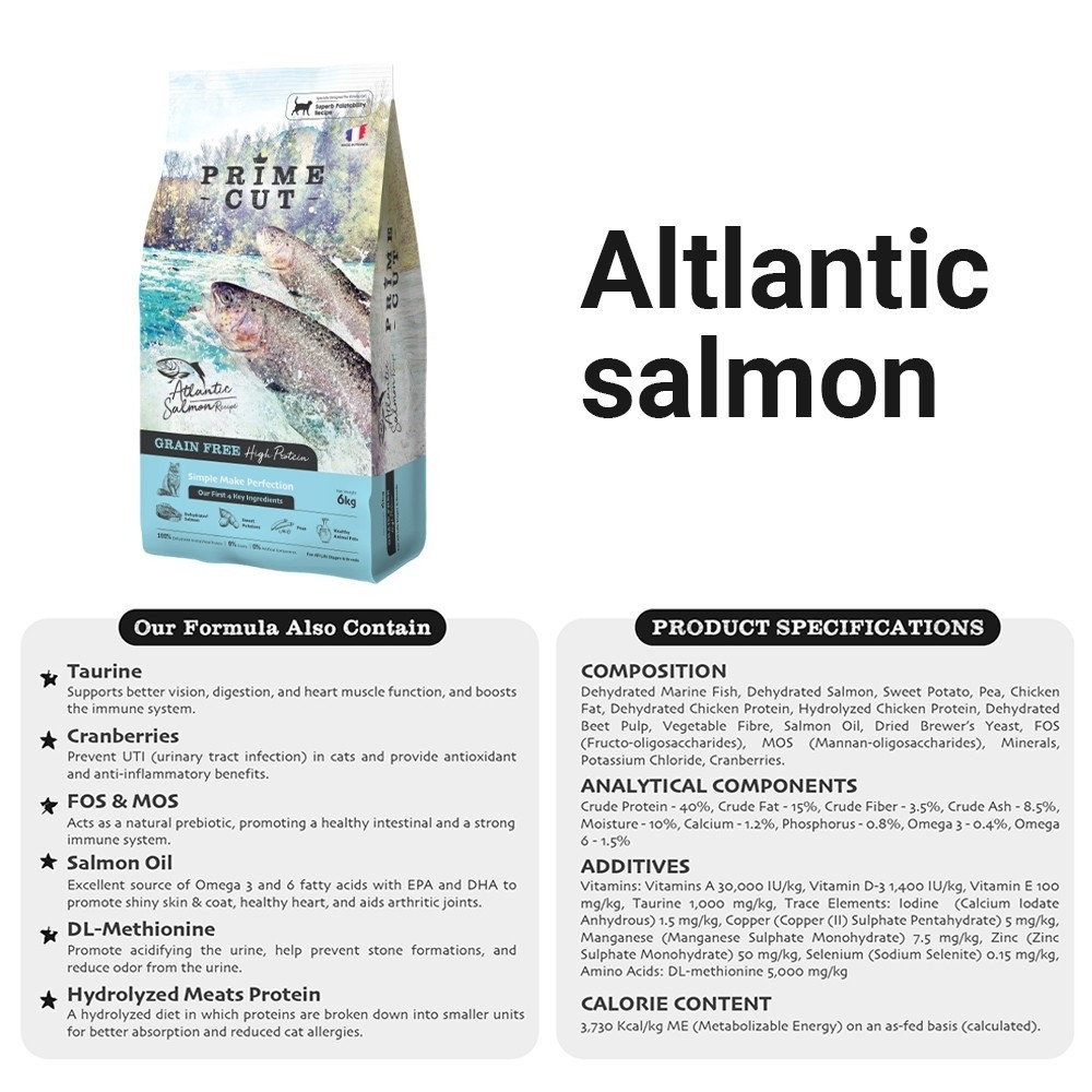 PRIMECUT 6KG ATLANTIC SALMON RECIPE DRY CAT FOOD image 6
