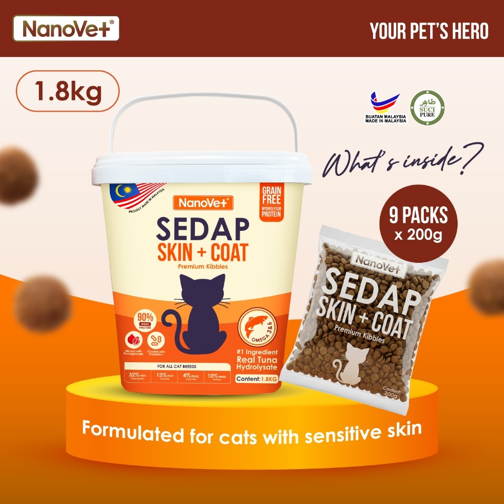 NANOVET SEDAP SKIN + COAT 1.8KG DRY CAT FOOD image 7