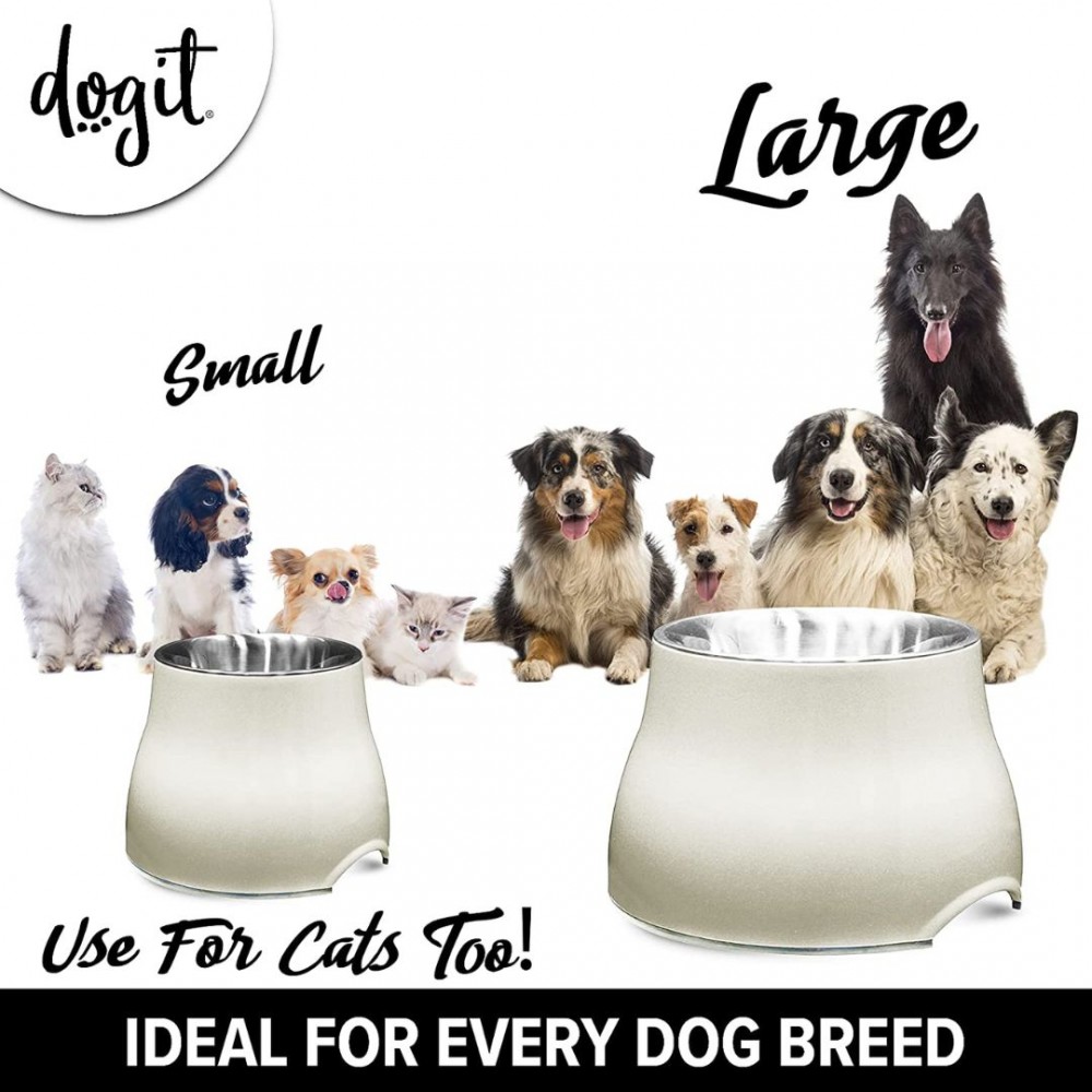 DOGIT ELEVATED DISH WITH STAINLESS STEAL INSERT LARGE 900ML WHITE image 2