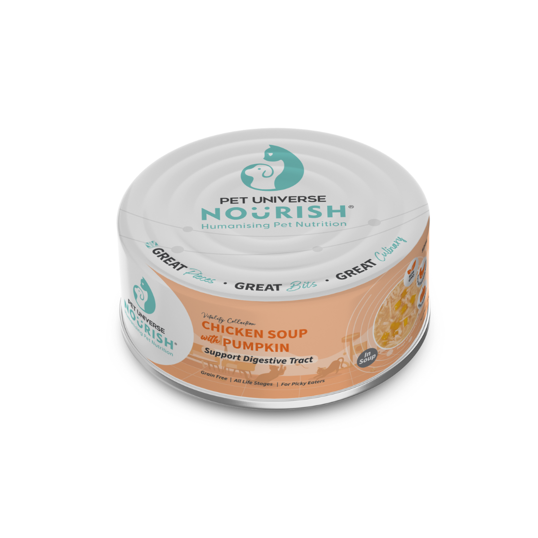 PET UNIVERSE NOURISH CAT VITALITY 70G CHICKEN SOUP WITH PUMPKIN WET CAT FOOD image 2