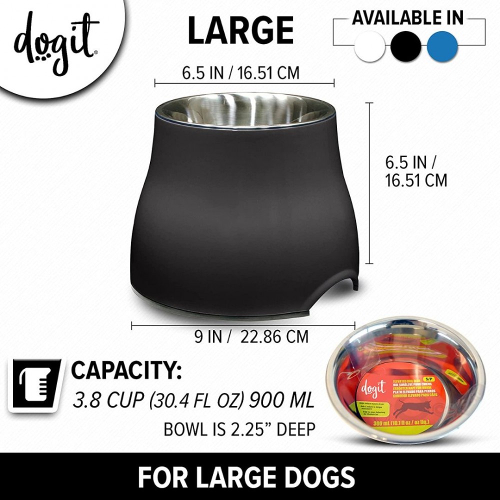 DOGIT ELEVATED DISH WITH STAINLESS STEAL INSERT LARGE 900ML BLACK image 5