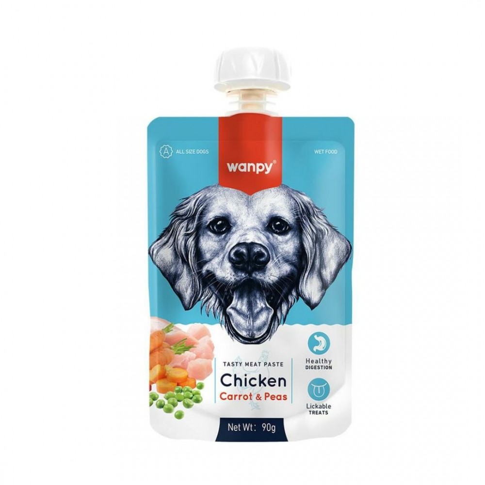 WANPY DOG 90G CHICKEN + CARROT & PEA TASTY MEAT PASTE image 2