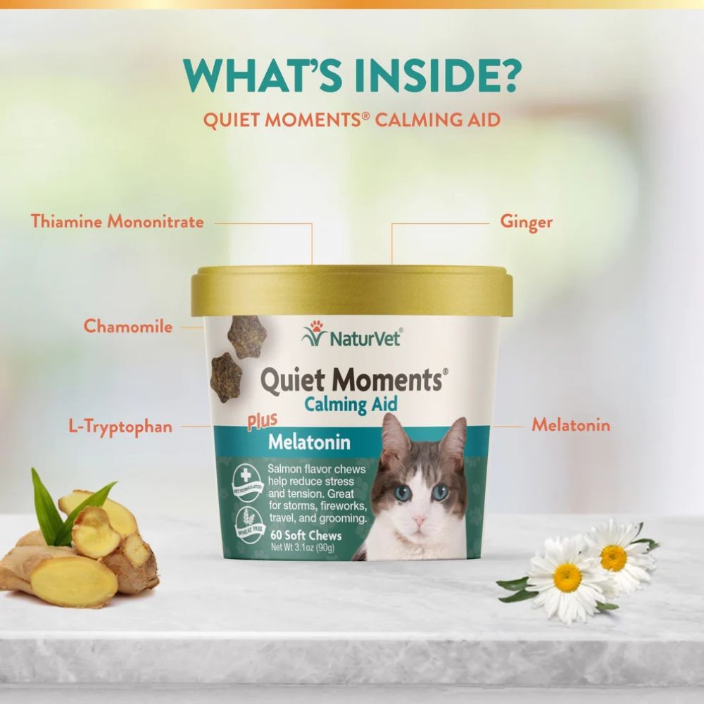 NATURVET QUIET MOMENT CAT CALMING AID SOFT CHEWS 90G (60 TABS) image 4