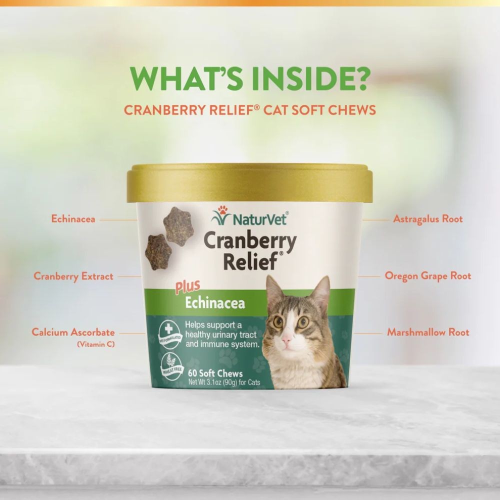 NATURVET CRANBERRY RELIEF  CAT SOFT CHEW 60 TABS (90G) image 2