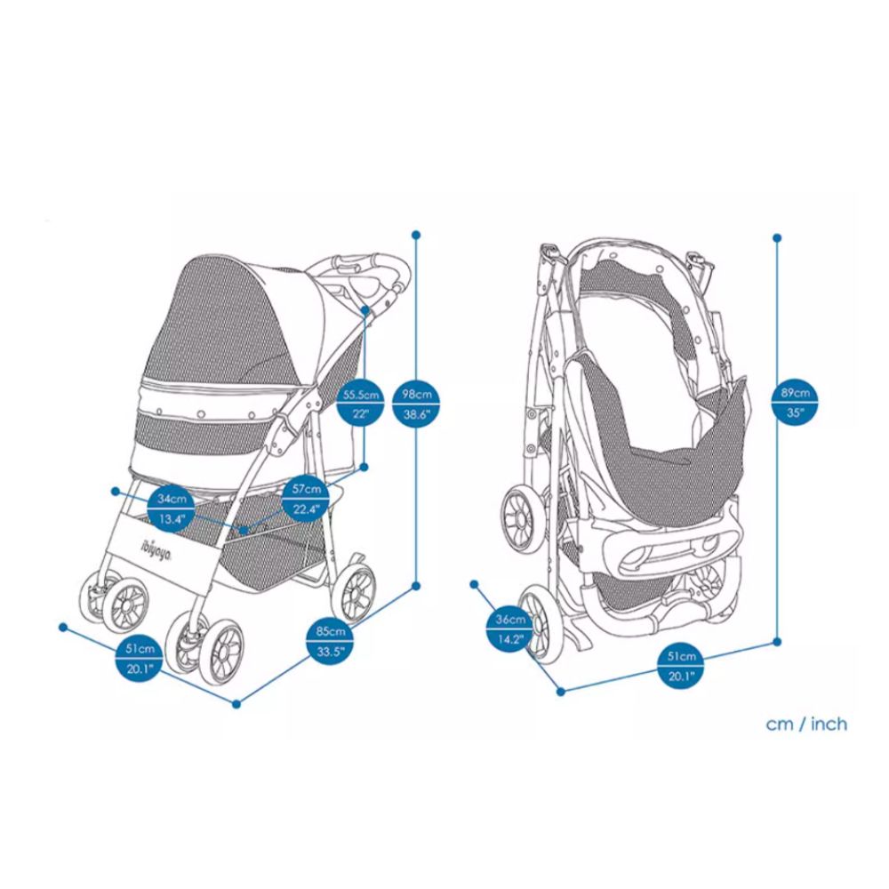 IBIYAYA CLOUD 9 PET STROLLER 20KG MUSTARD YELLOW DA-3068 image 3